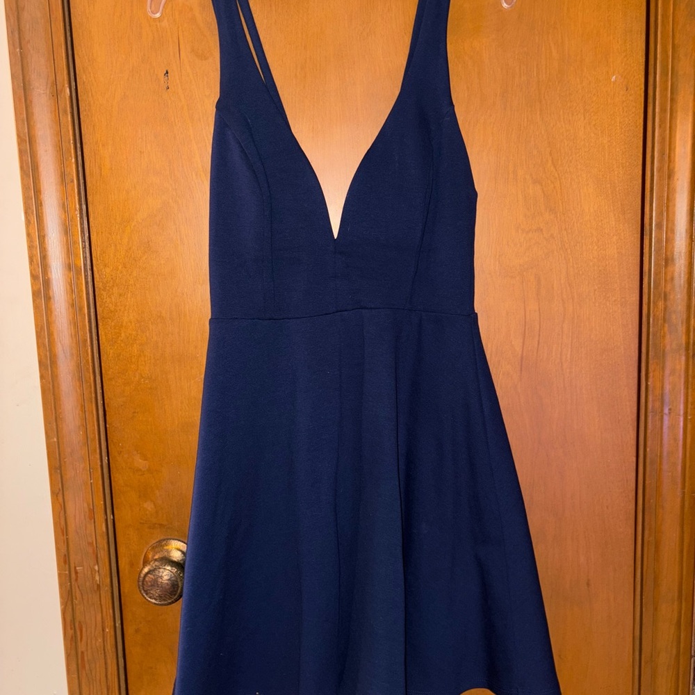 Lulu's Deep Blue Backless Dress